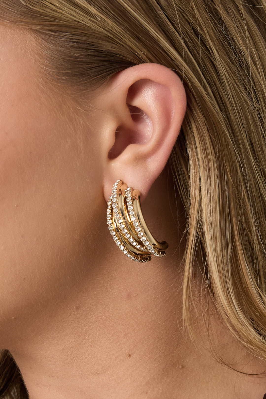 Women's iron stud earrings with organic shape – gold-coloured and silver-coloured – image 3
