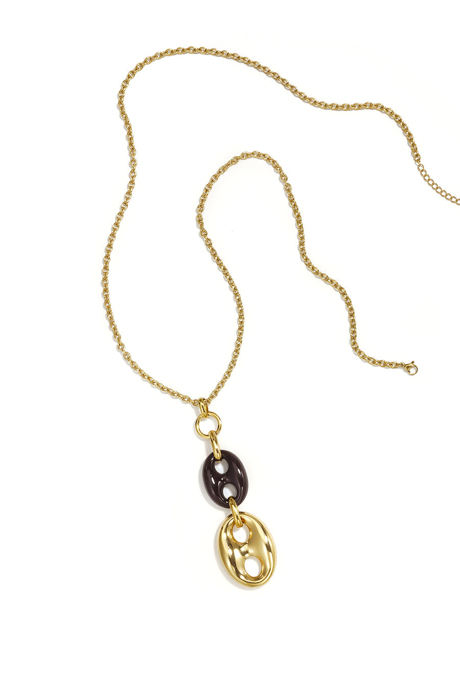 Long collier pour femmes en acier inoxydable avec forme organique – couleur or