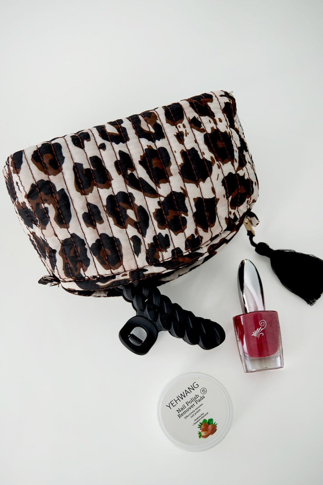 Trousse de maquillage 100 % polyester avec imprimé léopard – marron – quotidienne – photo 3