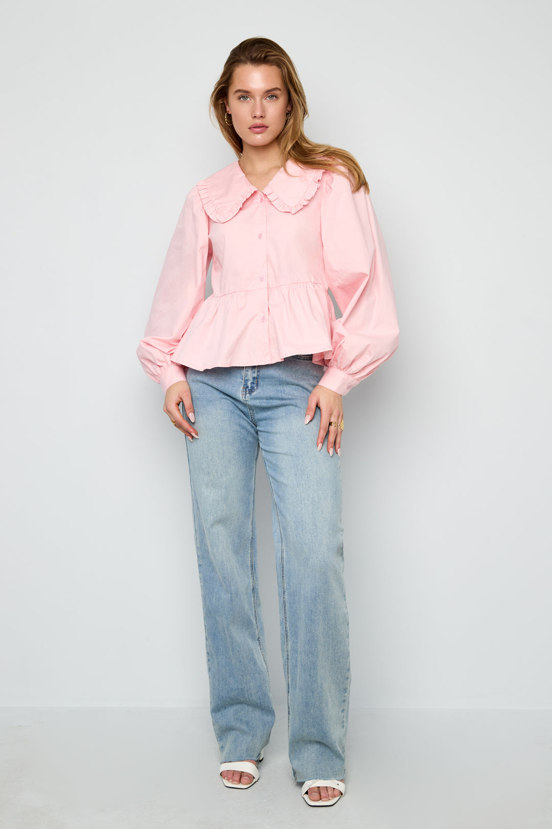 Dames casual blouse van geweven katoen in drie kleuren – productfoto 5
