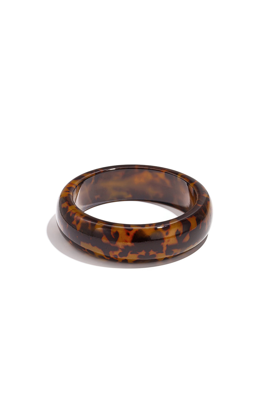 Bracelet jonc pour femme en résine à imprimé animal – marron foncé – décontracté