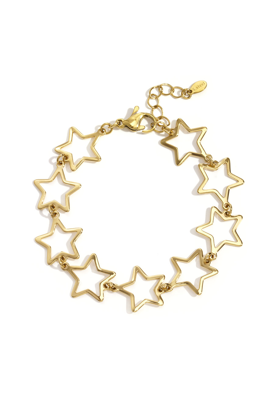 Bracelet à maillons pour femmes en acier inoxydable avec motif étoile – doré