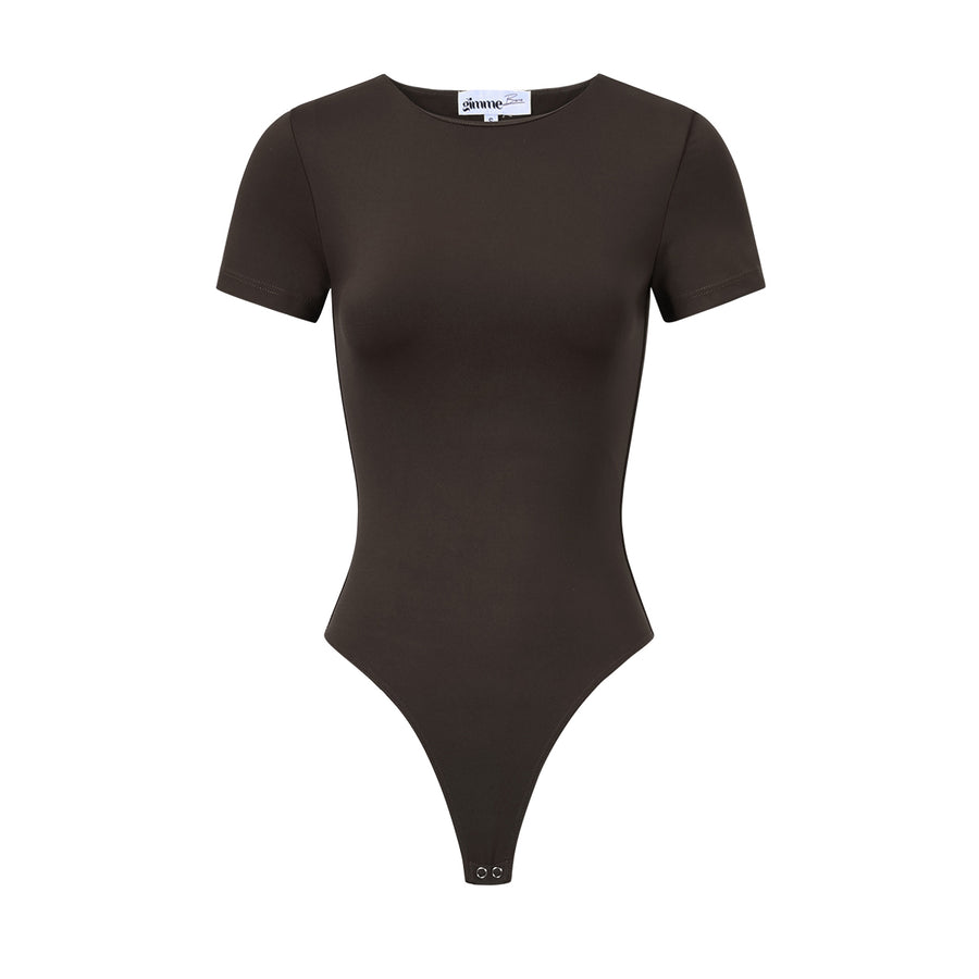 Dames basic T-shirt body van gebreid nylon