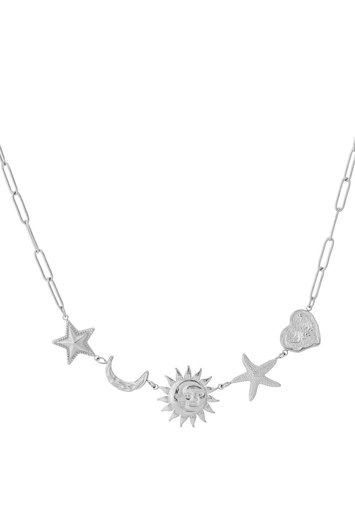 Women's Necklace with 304 Stainless Steel Sun Motif Pendant - Gold-colored