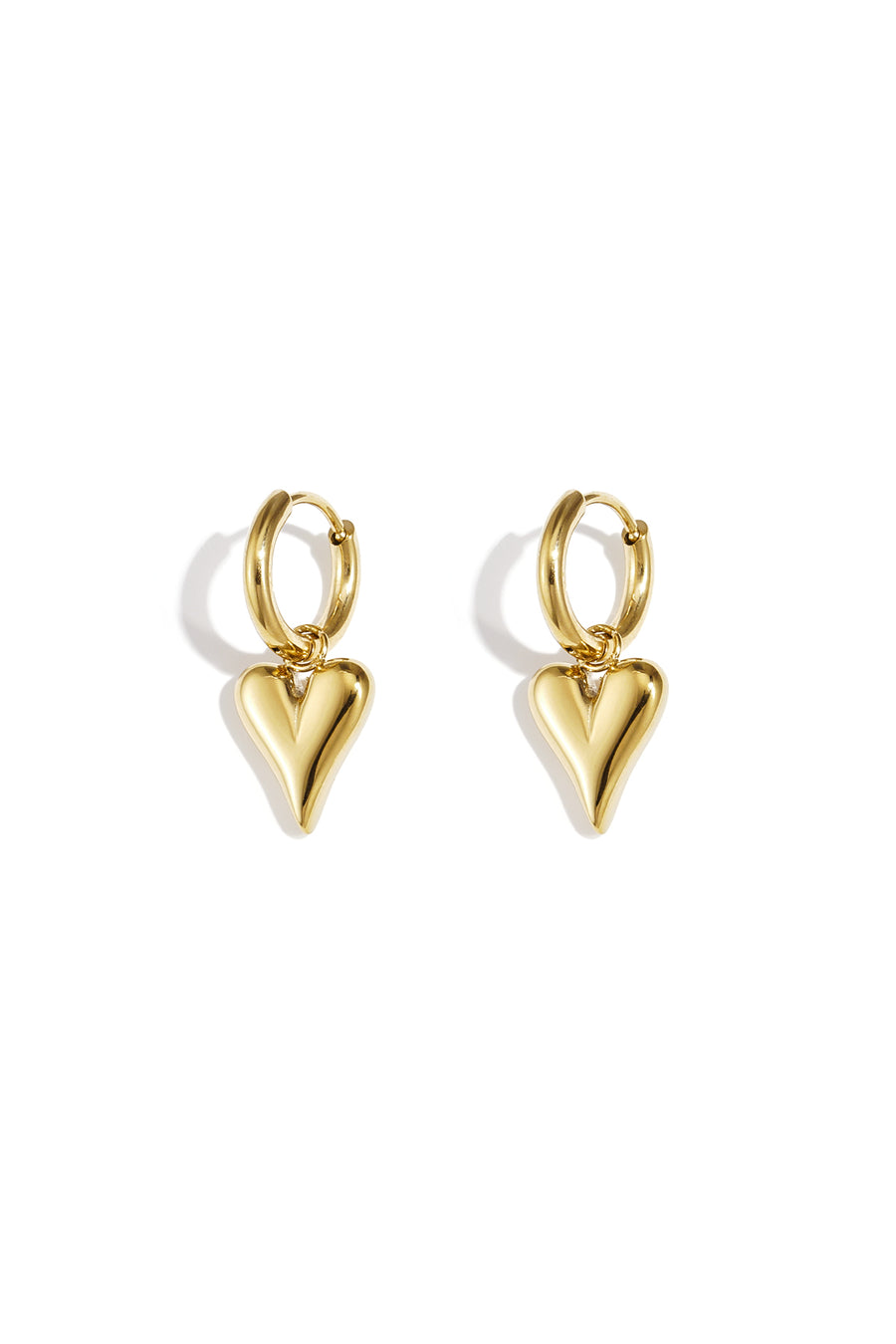 Boucles d'oreilles pendantes pour femmes en acier inoxydable en forme de cœur – dorées