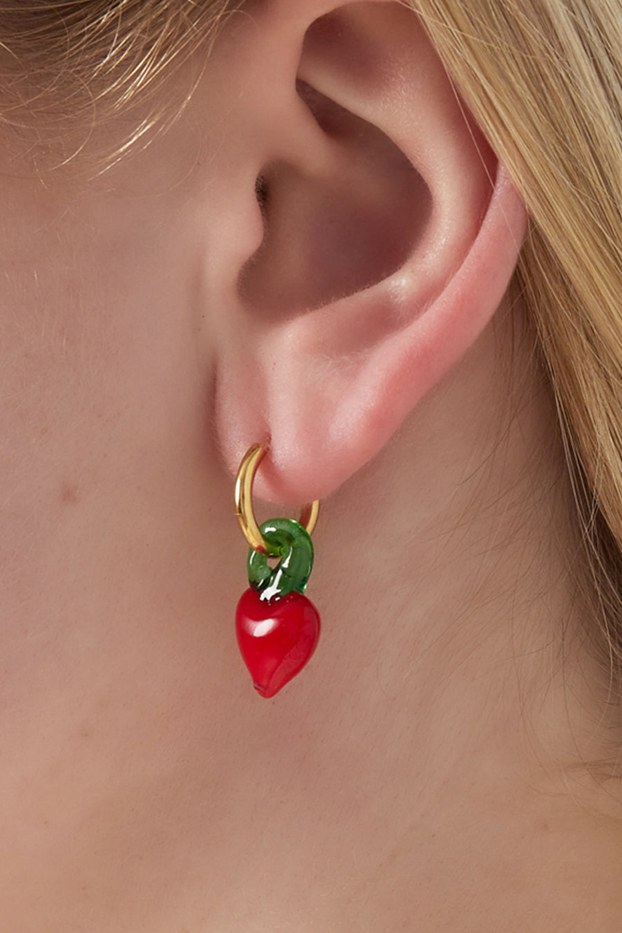 Boucles d'oreilles pendantes en acier inoxydable avec motif fruits pour femmes – rouge