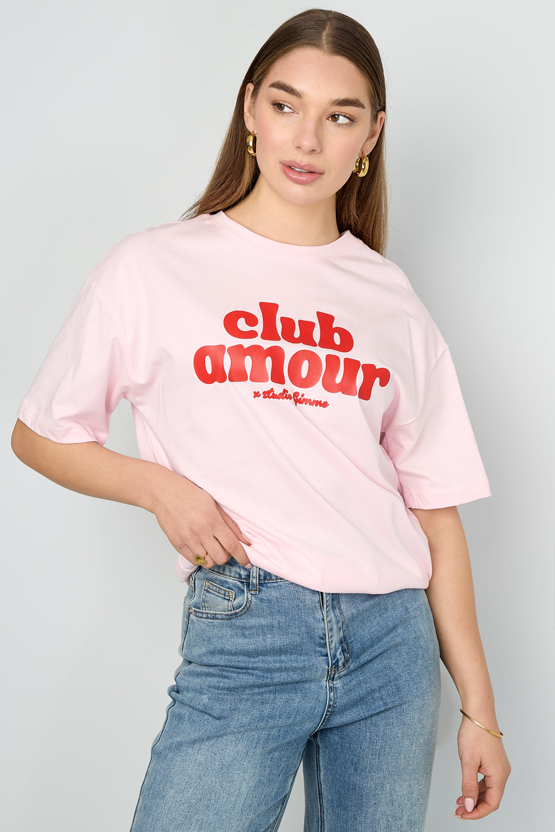 Dames Club Amour T-shirt van katoen met tekst – productfoto 4
