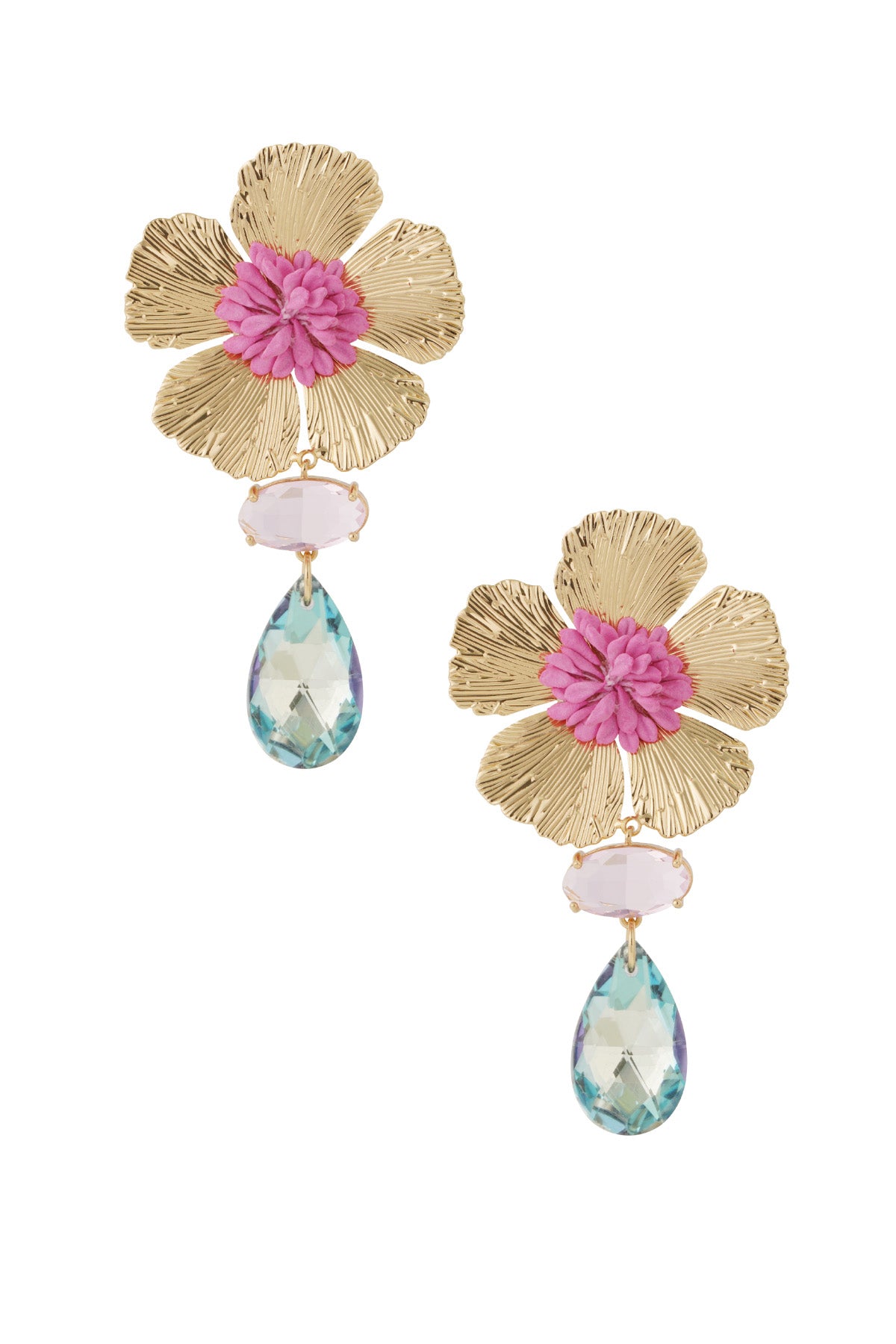 Boucles d'oreilles pendantes pour femmes en métal, résine, imitation zircon, verre avec motif floral