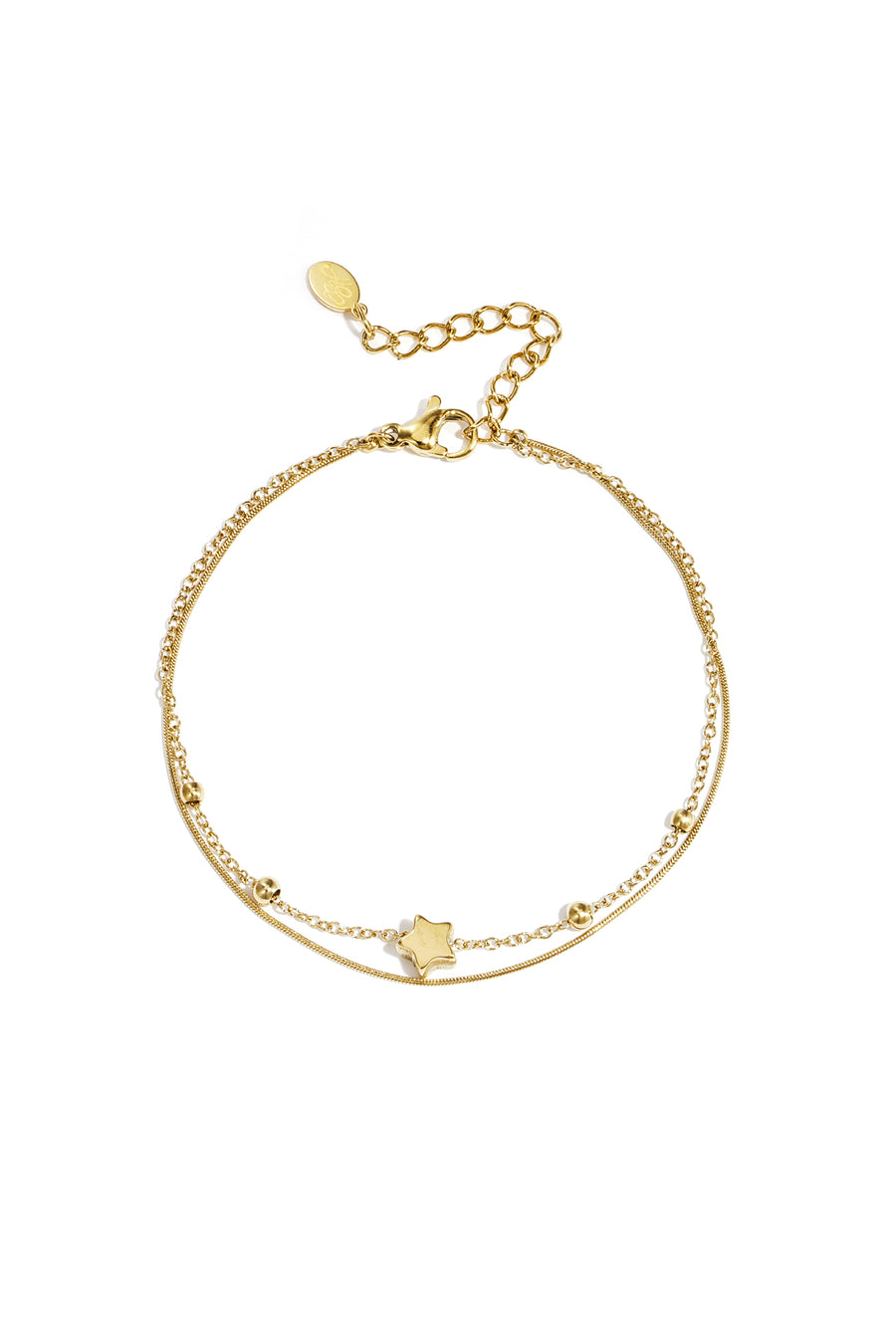 Bracelet à breloques pour femme en acier inoxydable avec motif étoile – doré