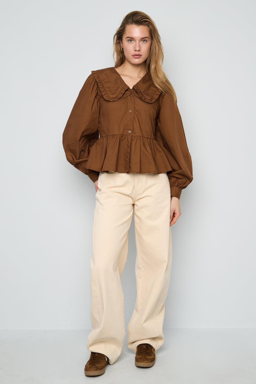 Dames casual blouse van geweven katoen in drie kleuren – productfoto 3