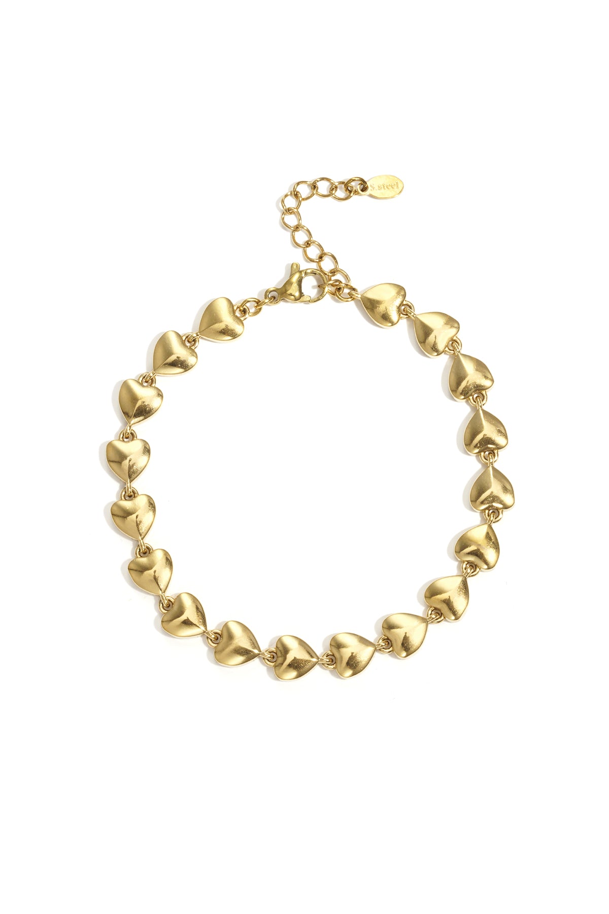 Bracelet à maillons pour femmes en acier inoxydable avec cœur – couleur or