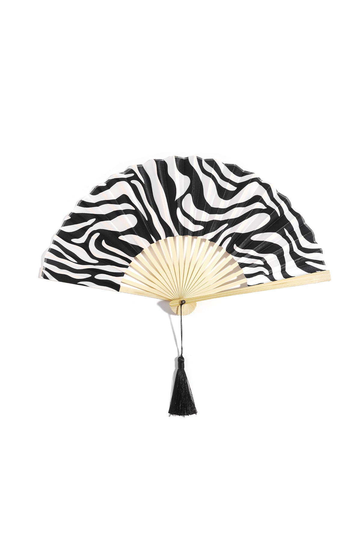 Éventail pliable en bambou – jaune et noir