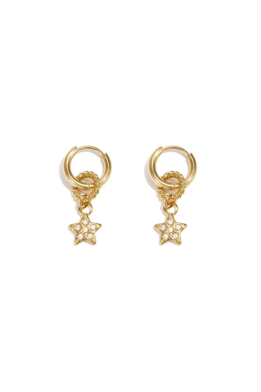 Women's Stainless Steel Drop Earrings with Star Motif – Gold-Colored