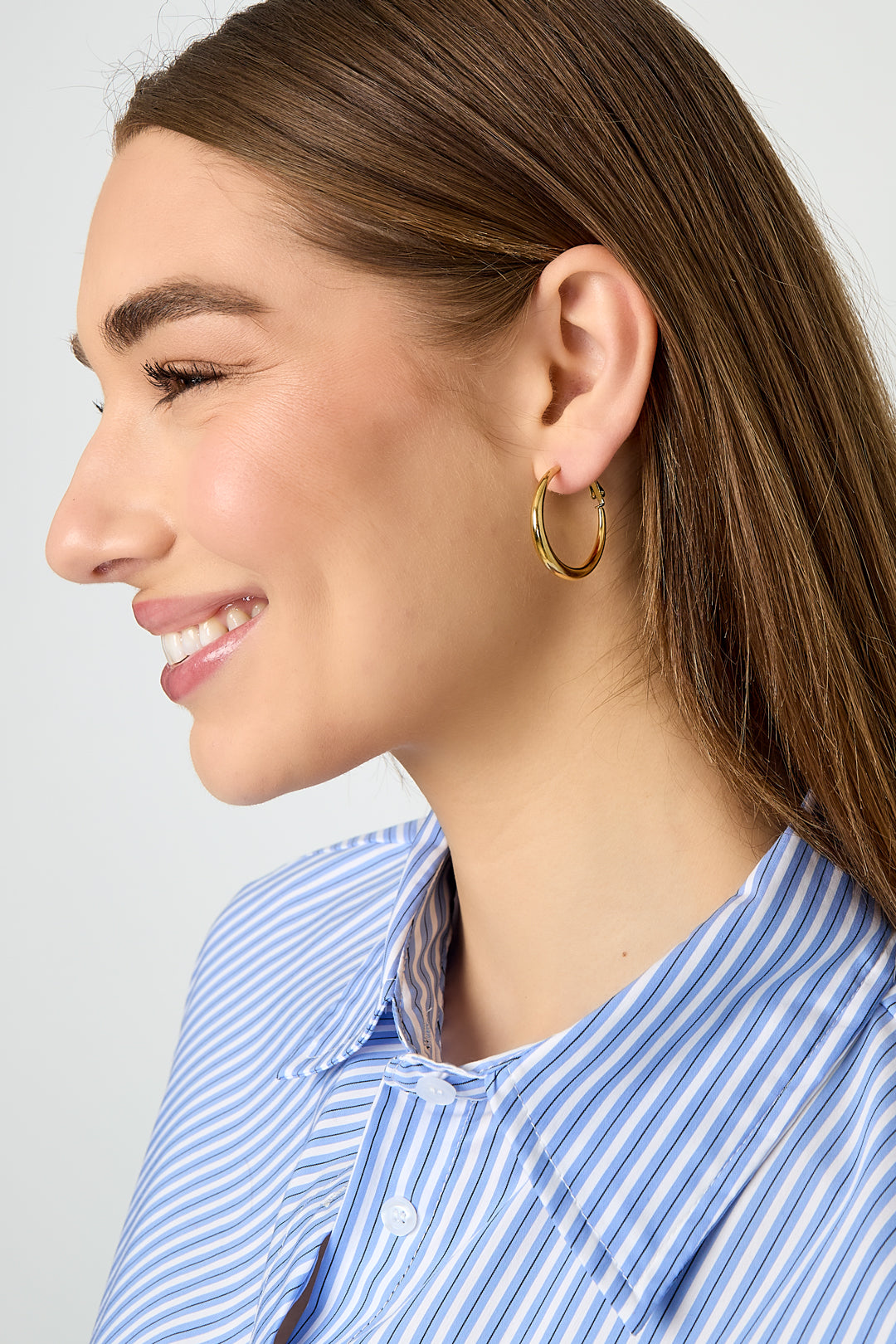 Stainless Steel Round Hoop Earrings for Women – Gold and Silver Tone – image 3