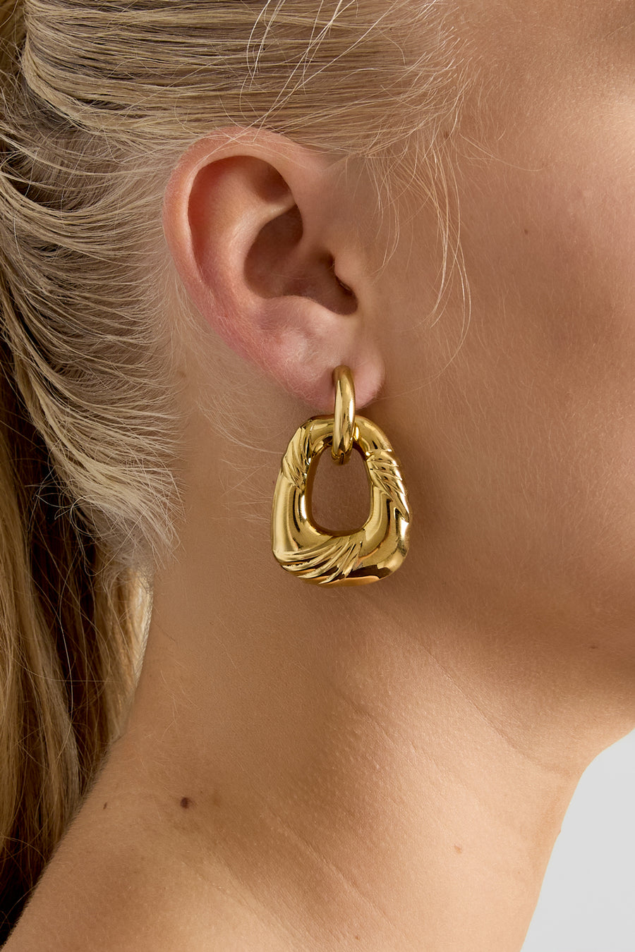 Women's Dangle Earrings Stainless Steel Organic Shape - Gold-Colored