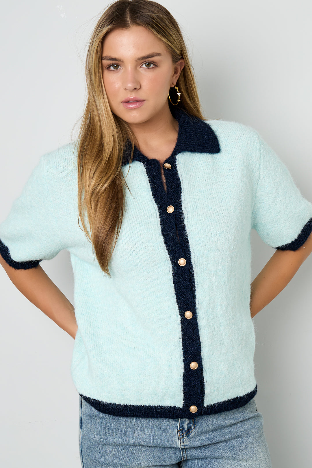 Gebreide Polyestervezel Vrouwen Trui Casual Kleurcontrast