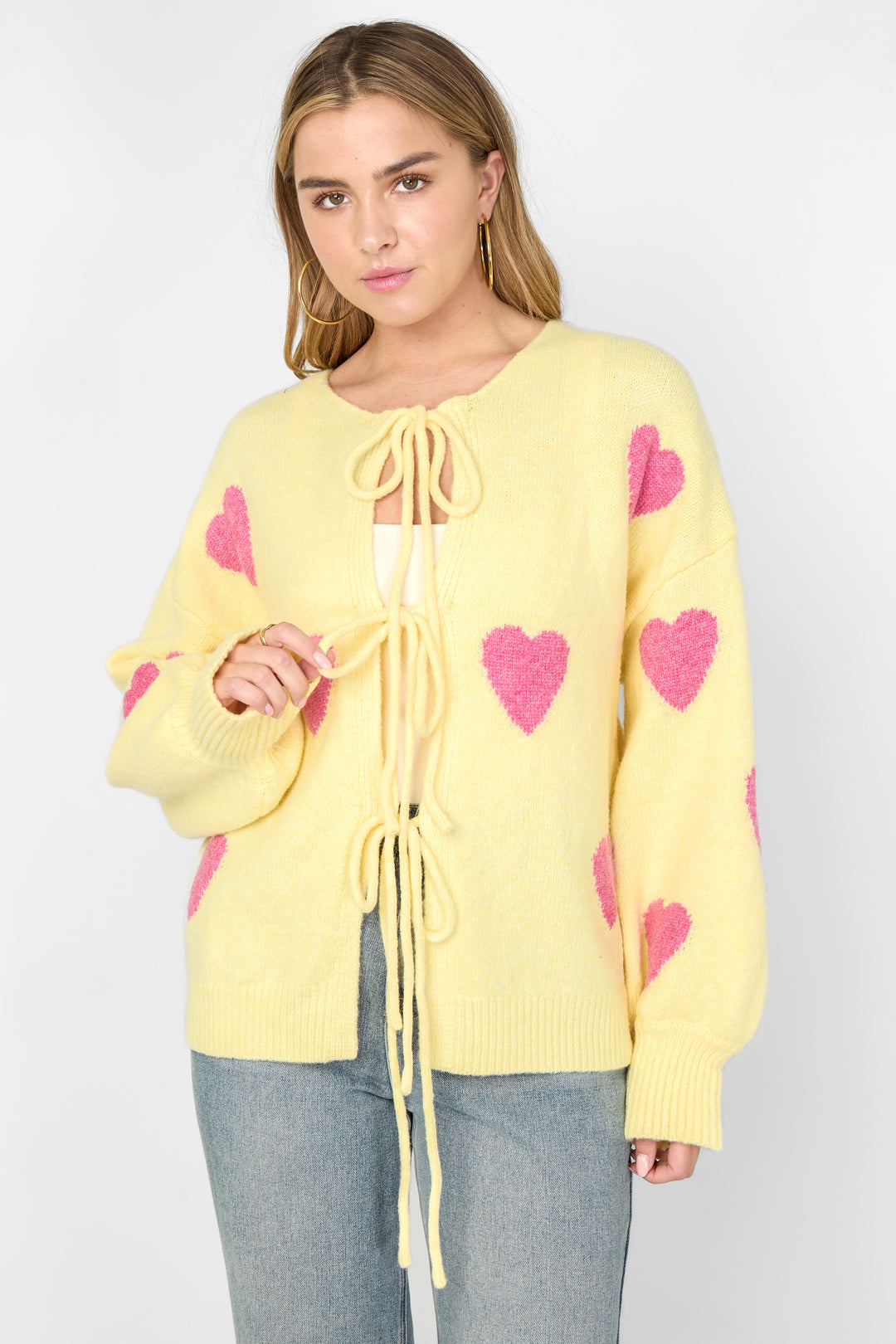 Dames Love Me cardigan van polyester met hart – productfoto 4