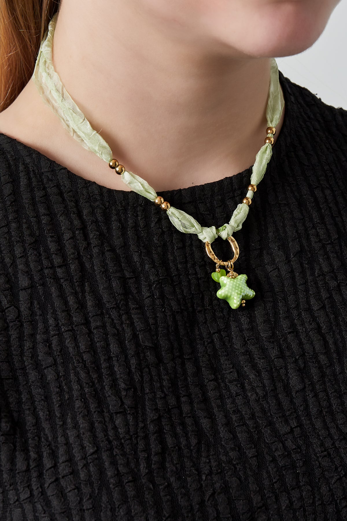 Braided women's necklace made of 304 stainless steel with ocean details - green – image 2