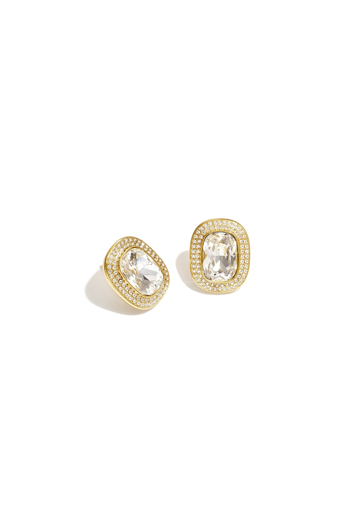 Puces d'oreilles géométriques en acier inoxydable pour femmes – marron foncé et blanc