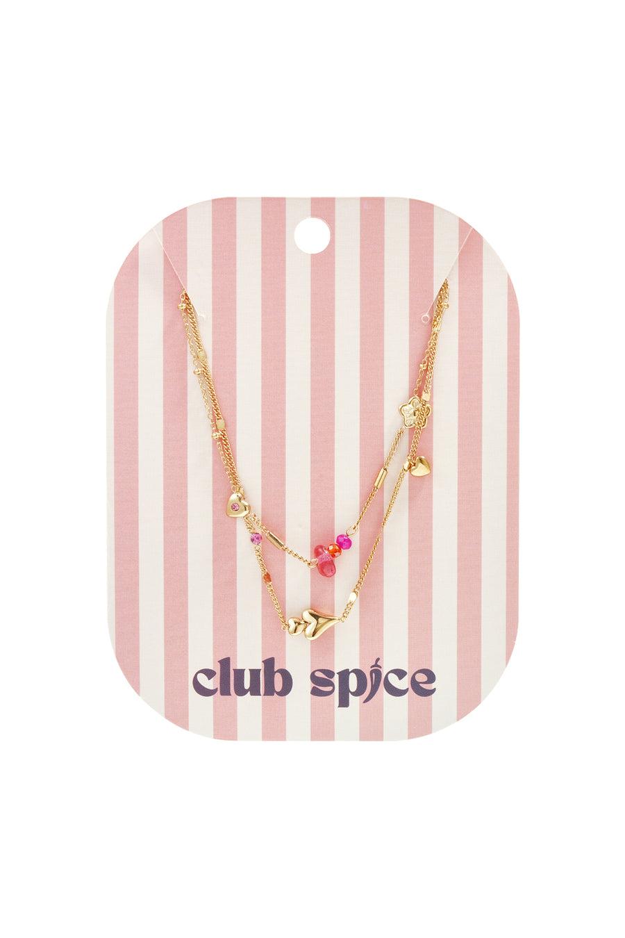 Collier superposé pour femme en acier inoxydable avec cœur – doré