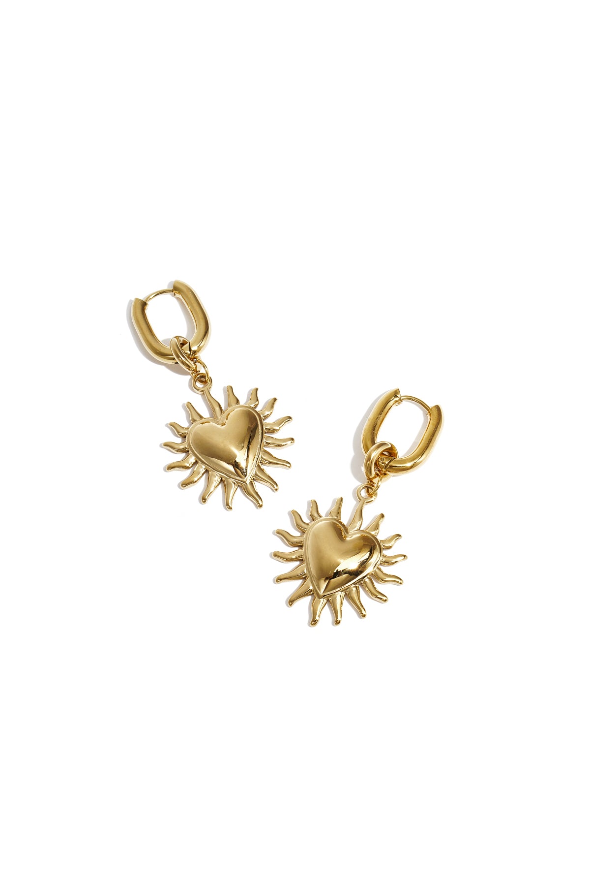 Women's Stainless Steel Drop Earrings with Heart Shape – Gold and Silver Tone