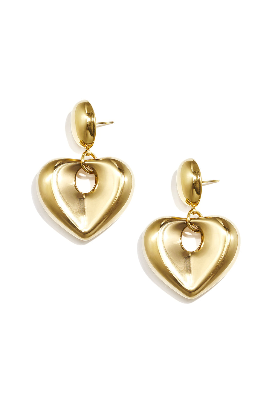 Heart-shaped gold-plated stainless steel dangle earrings for women