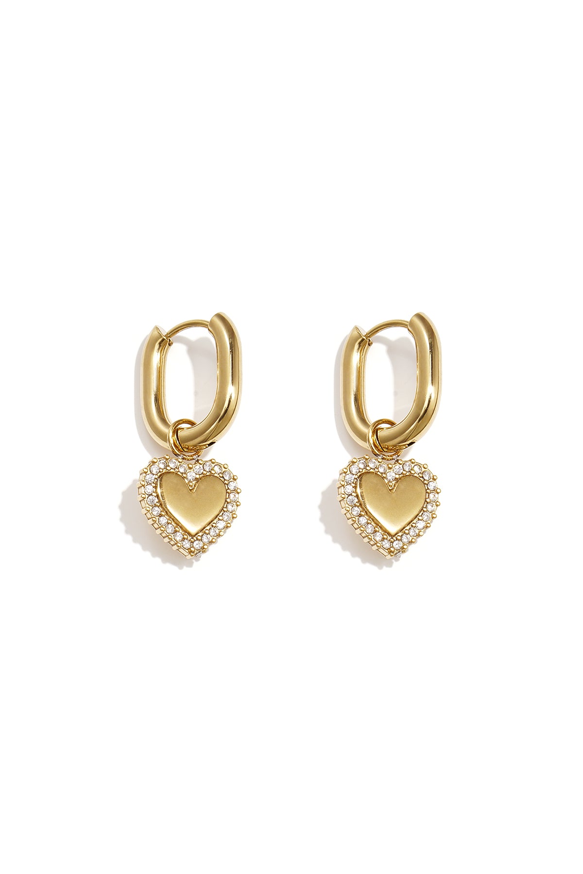 Women's Stainless Steel Dangle Earrings with Heart Shape – Gold and Silver Tone