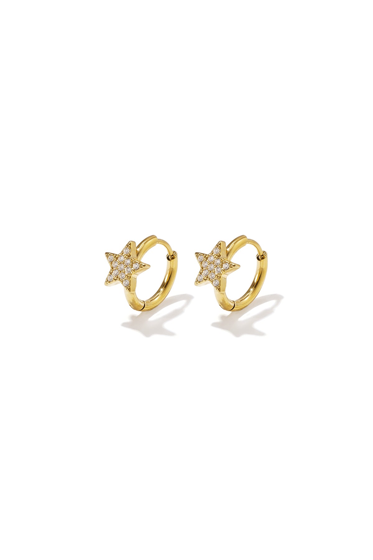 Boucles d'oreilles créoles pour femmes en acier inoxydable motif étoile – couleur or et couleur argent
