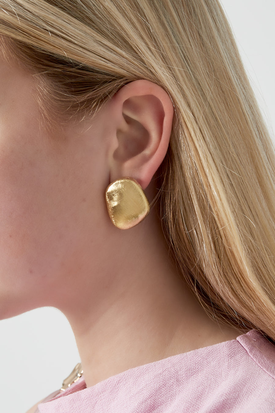 Boucles d'oreilles clous pour femmes en acier inoxydable 304 de forme organique - couleur or