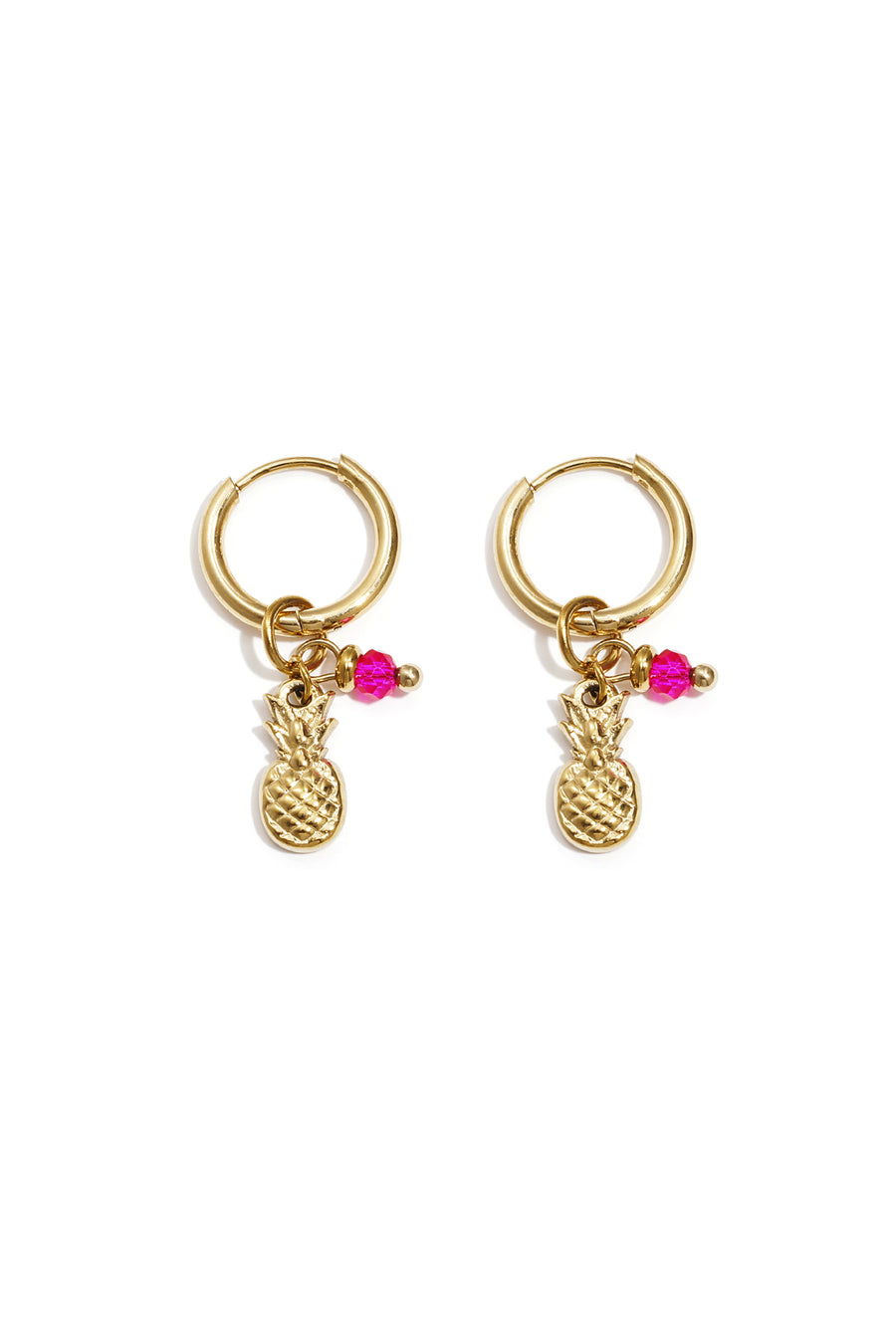 Boucles d'oreilles pendantes en acier inoxydable pour femmes avec motif de fruits – doré et rouge rosé