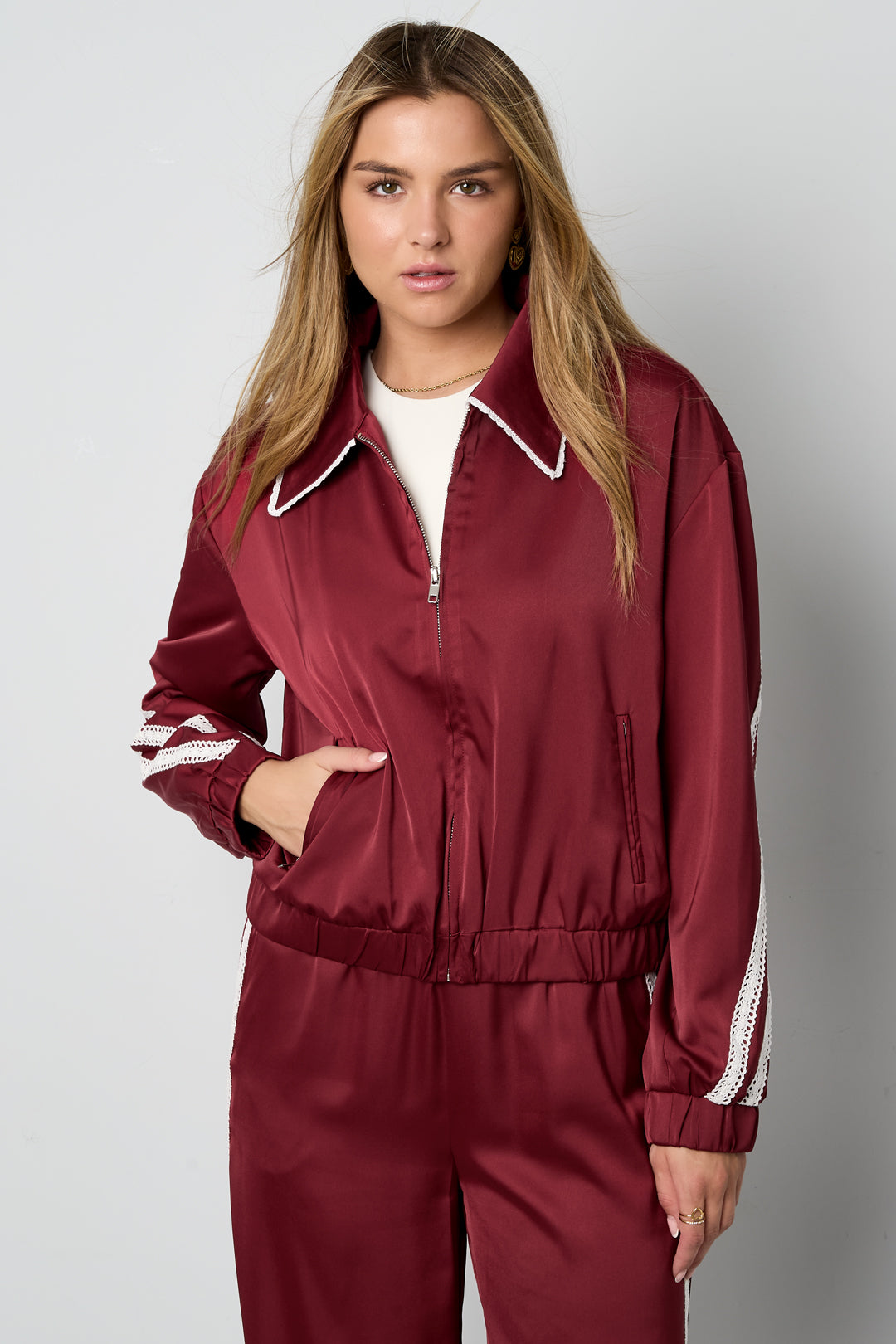 Dames sportief jacket van polyester met kleurcontrast – productfoto 6