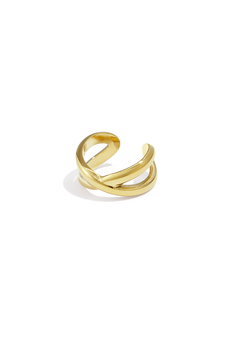 Ear cuff pour femme en acier inoxydable avec motif linéaire - doré