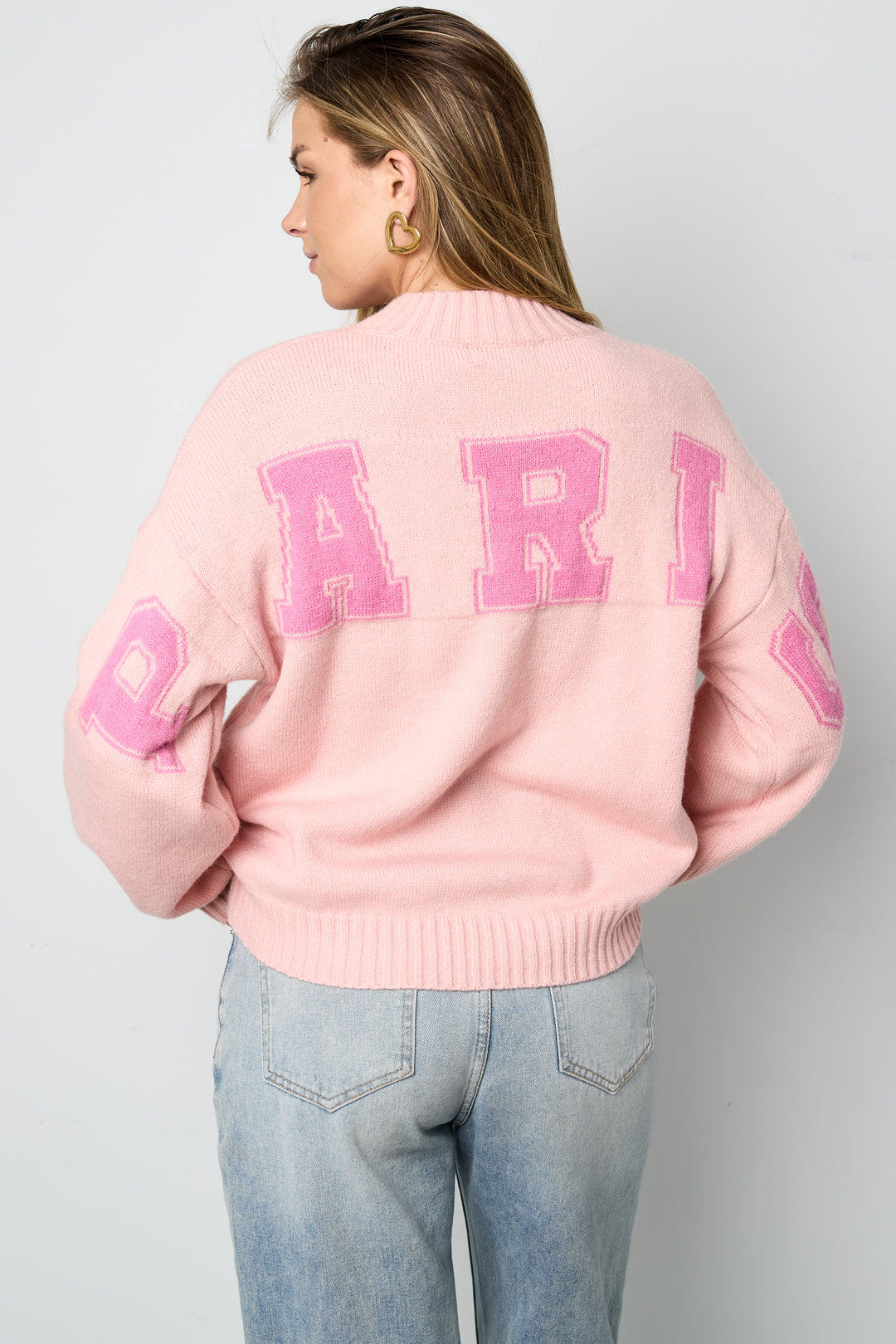 Women's knitted jumper with text print – image 8