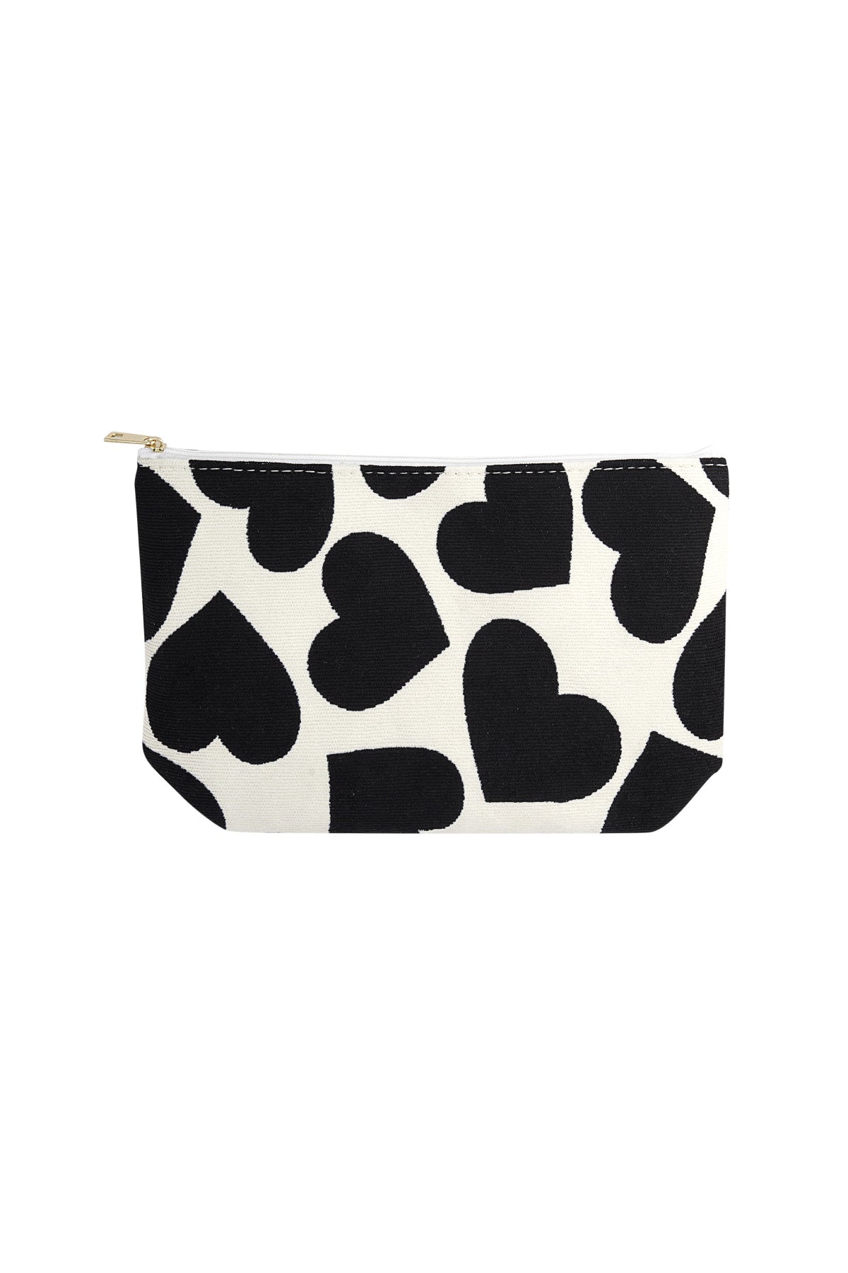Trousse de maquillage en polyester à motif de cœurs – noir et rouge – décontracté