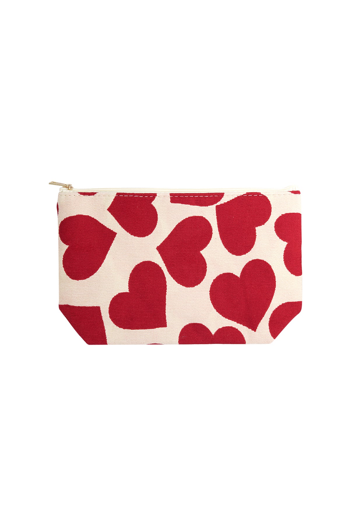 Trousse de maquillage en polyester à motif de cœurs – noir et rouge – décontracté