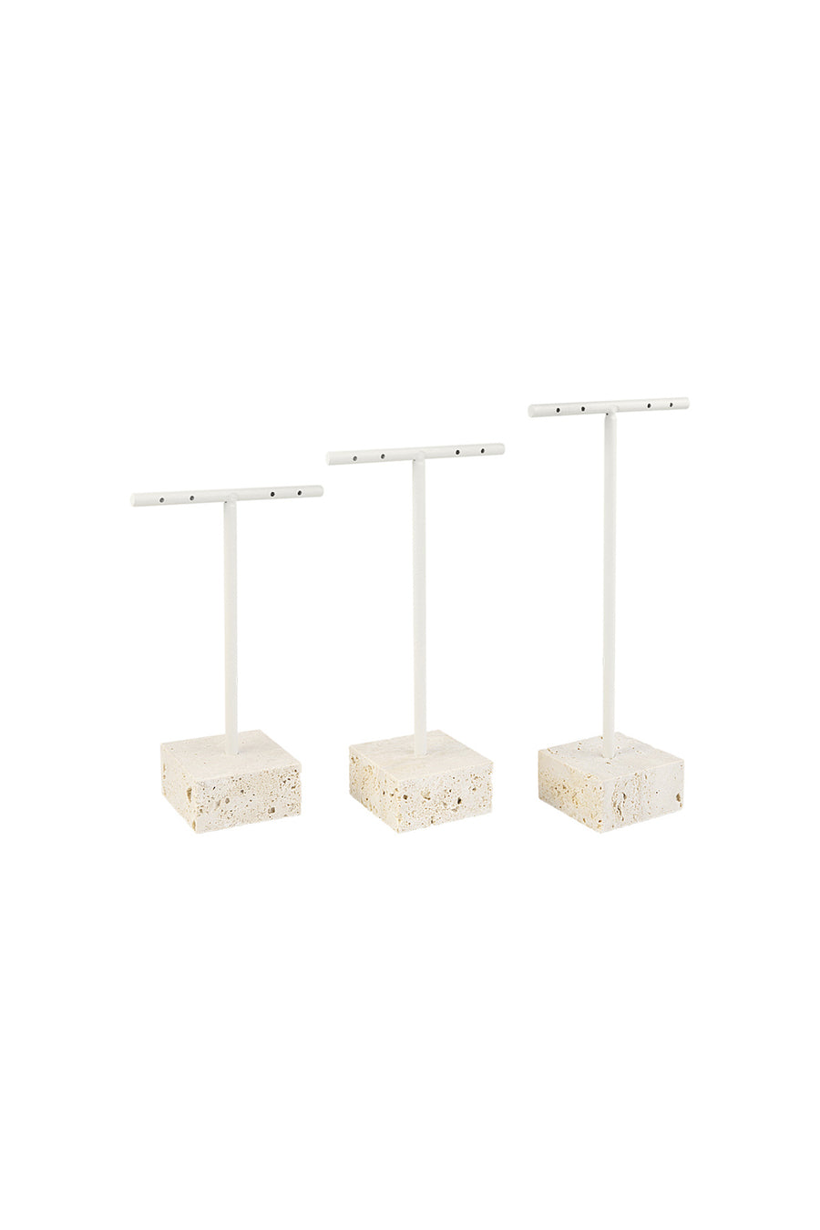 Présentoir à boucles d'oreilles en pierre au design uni – blanc cassé – décontracté