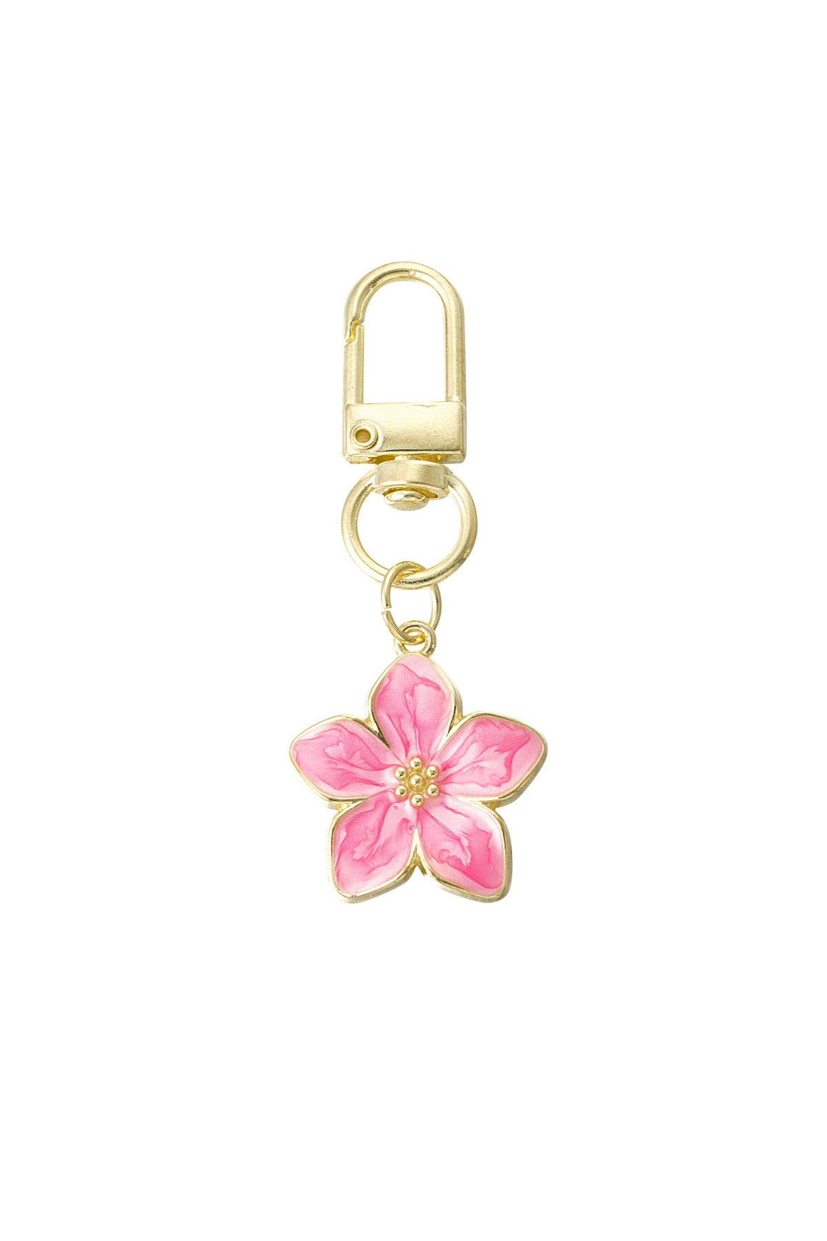 Porte-clés en alliage métallique avec motif floral – plusieurs couleurs