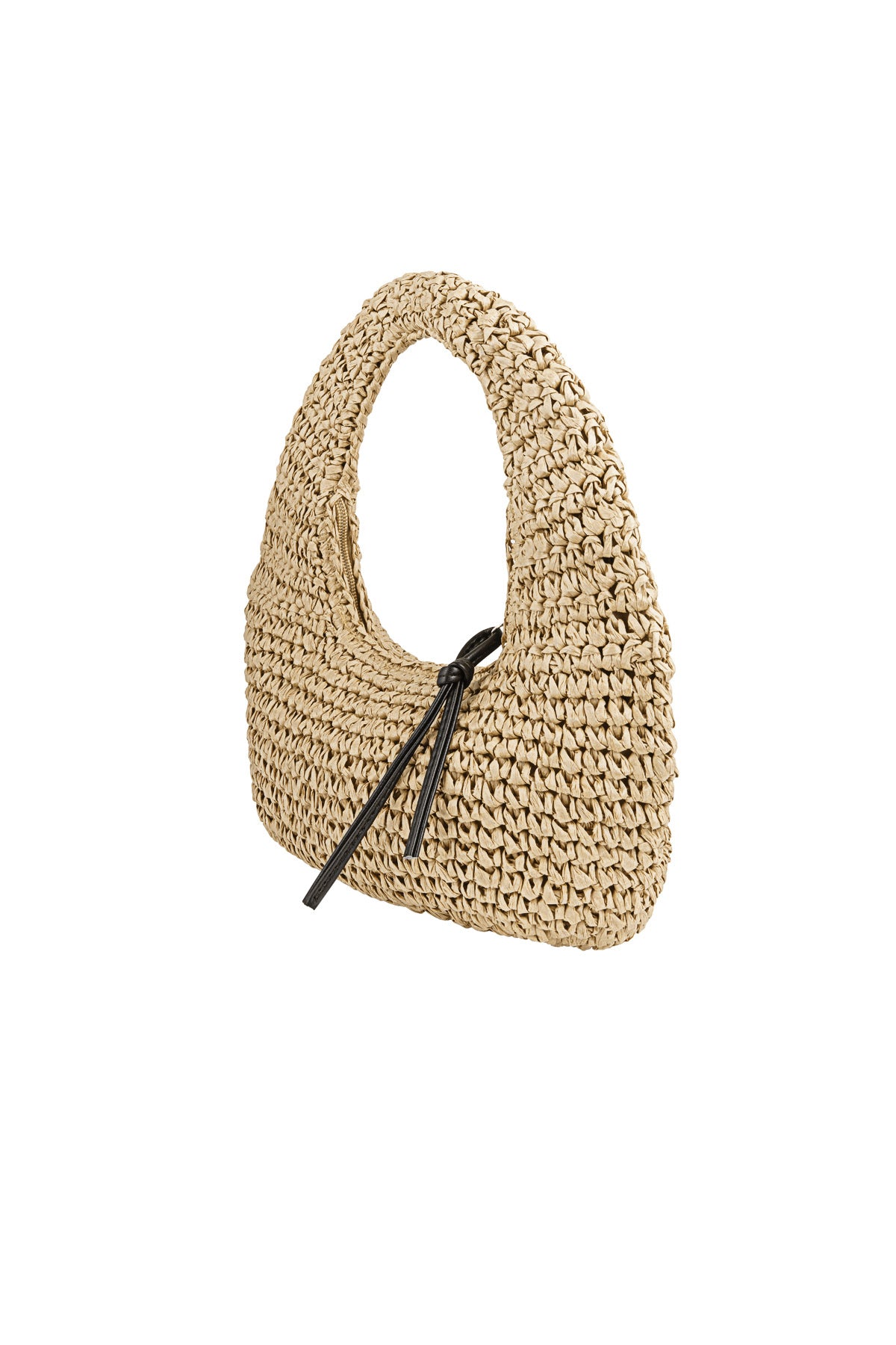 Women's paper shoulder bag - beige and black – image 3