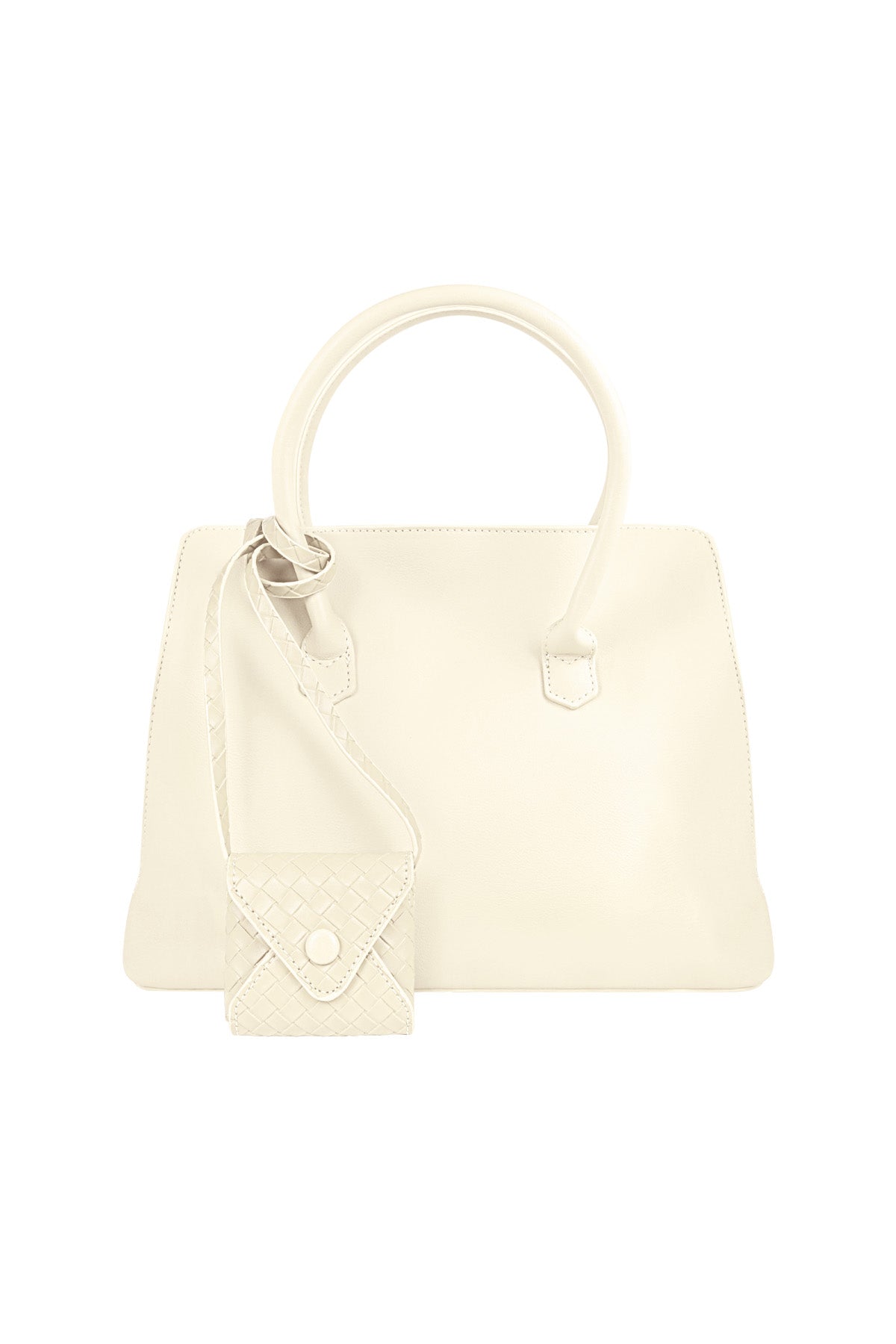 Women's PU shoulder bag - beige and off-white
