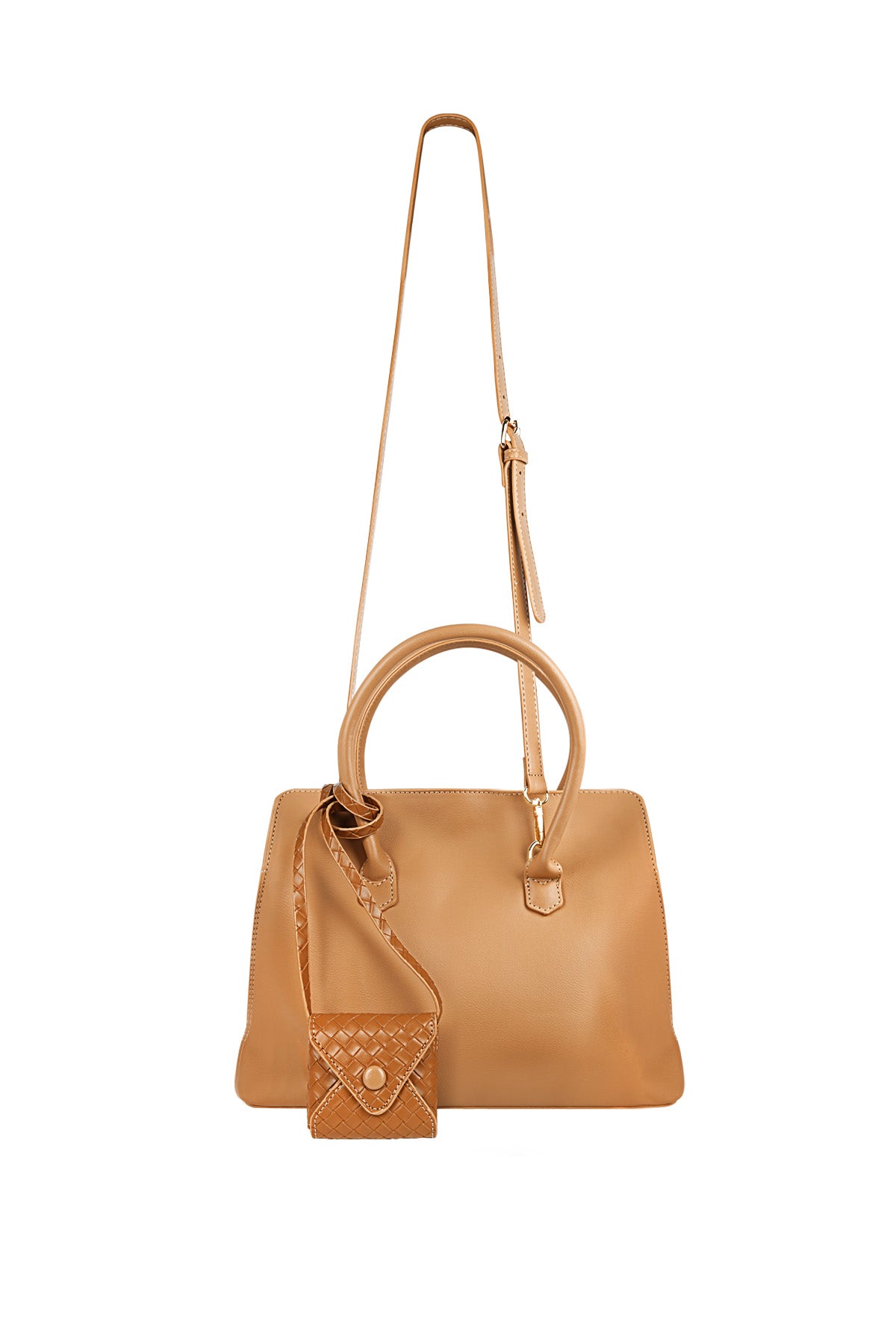 Women's PU shoulder bag - beige and off-white – image 3
