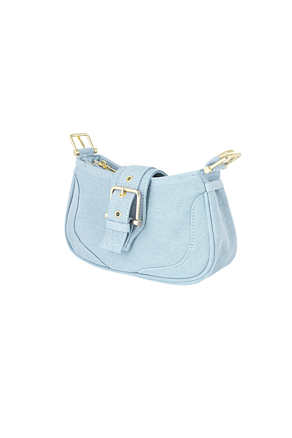 Women's shoulder bag made of polyester – blue and pink – image 4