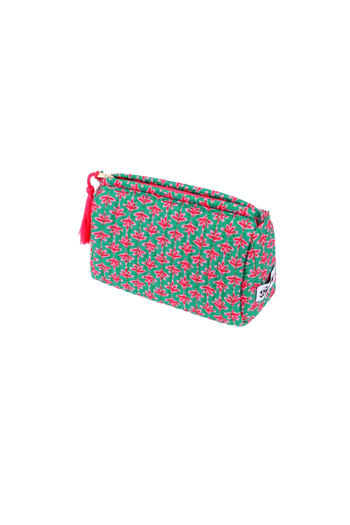Trousse de maquillage 100 % polyester à motif floral – vert et rose – photo 2