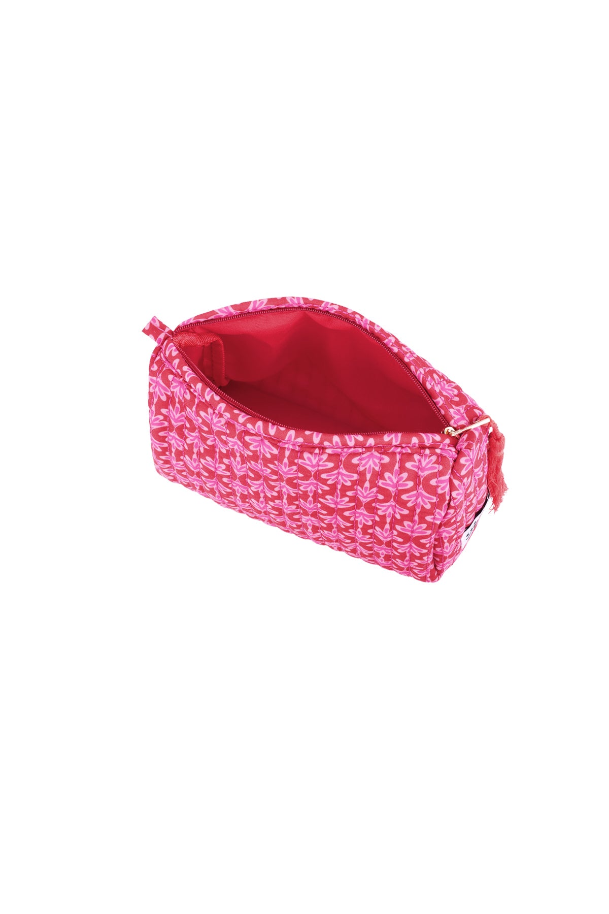 Trousse de maquillage 100 % polyester à motif floral – vert et rose – photo 4