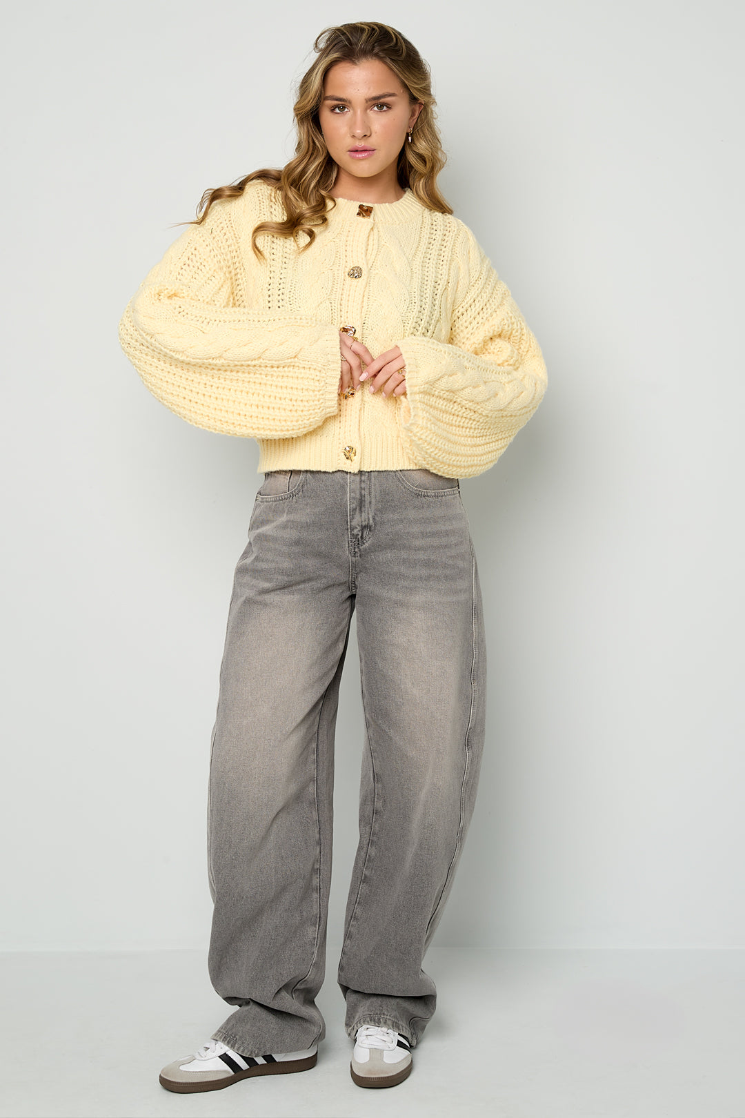 Dames Cable cardigan van polyester in zes kleuren – productfoto 9