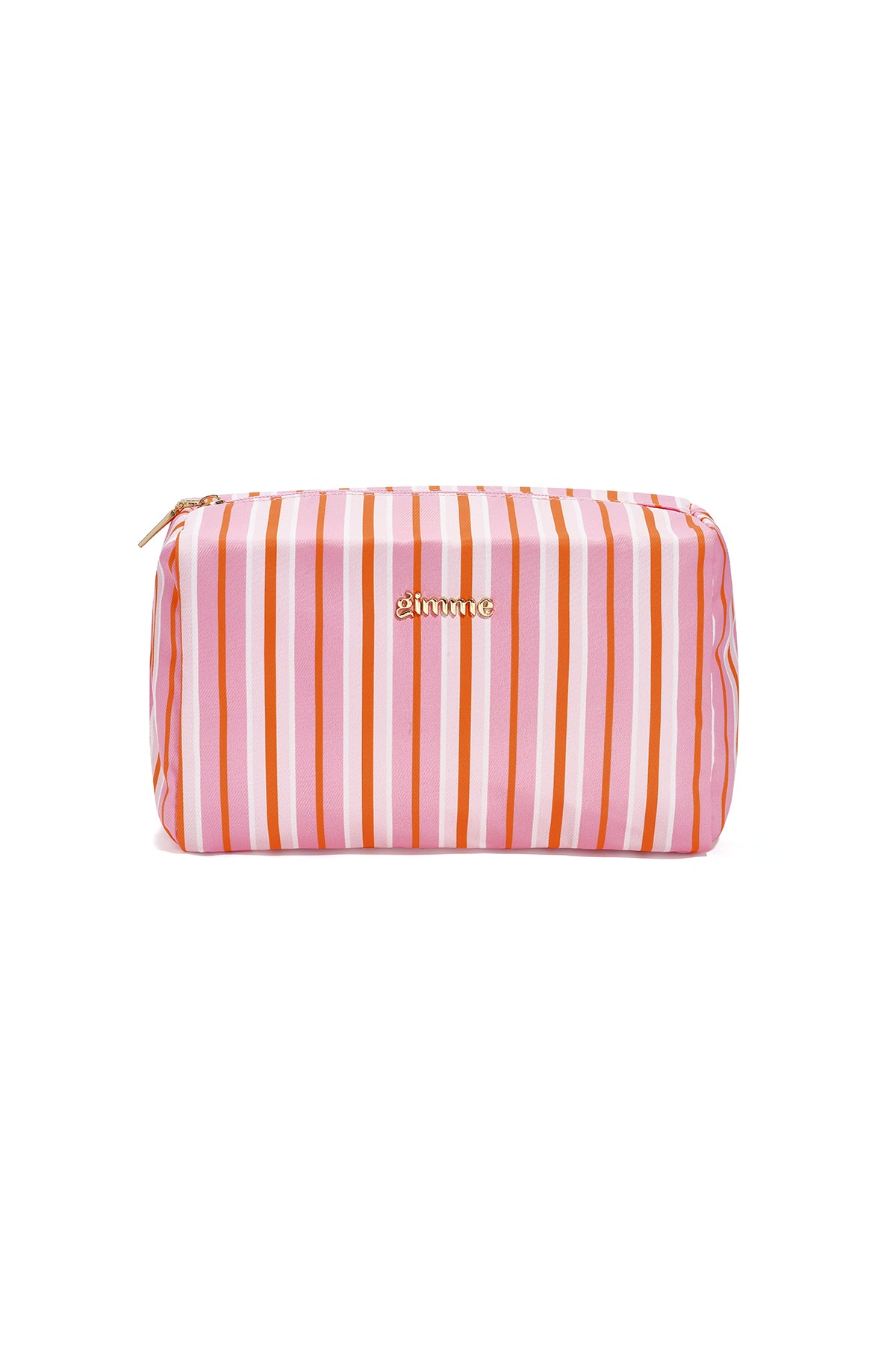 Trousse de maquillage 100 % polyester à rayures – rose et bleu – minimaliste