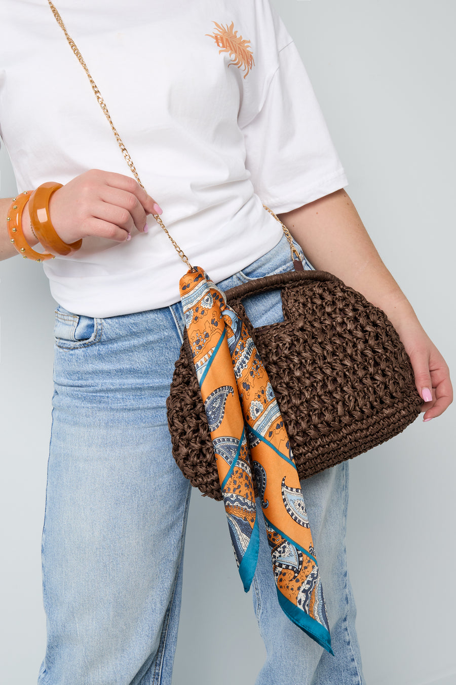 Sac de plage 100 % papier au design uni et détail tressé avec bouton-pression magnétique