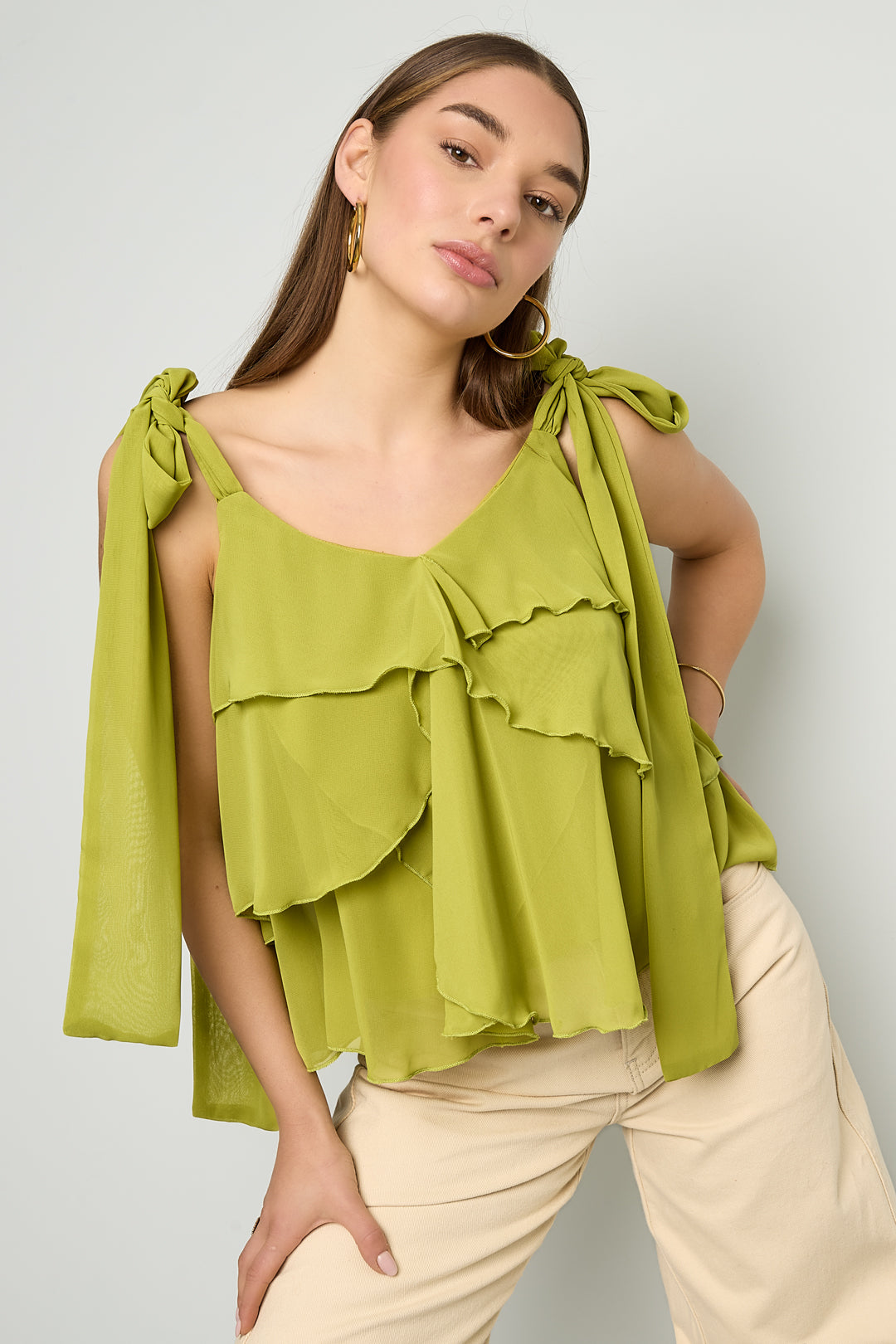 Mouwloze dames top met ruches – productfoto 4