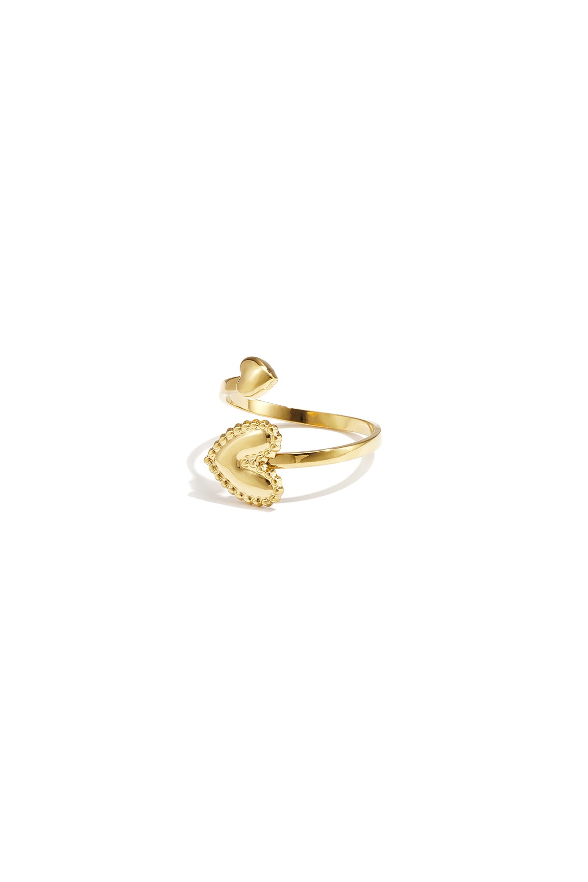 Bague statement pour femme en acier inoxydable en forme de cœur – couleur or