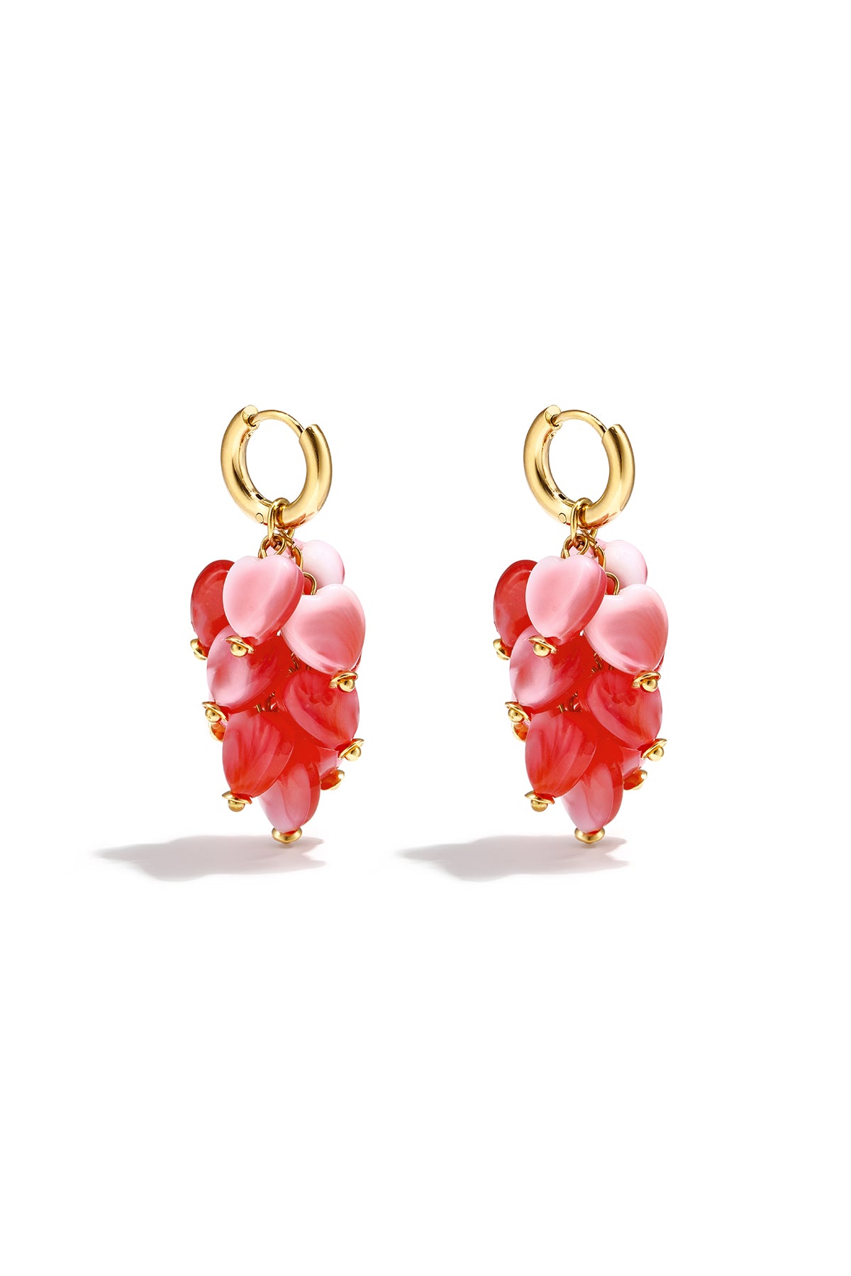 Boucles d'oreilles pendantes pour femmes en acier inoxydable, acrylique avec cœur – plusieurs couleurs
