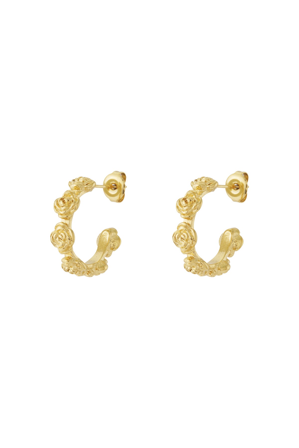 Boucles d'oreilles pour femmes en acier inoxydable motif fleur – couleur or et couleur argent
